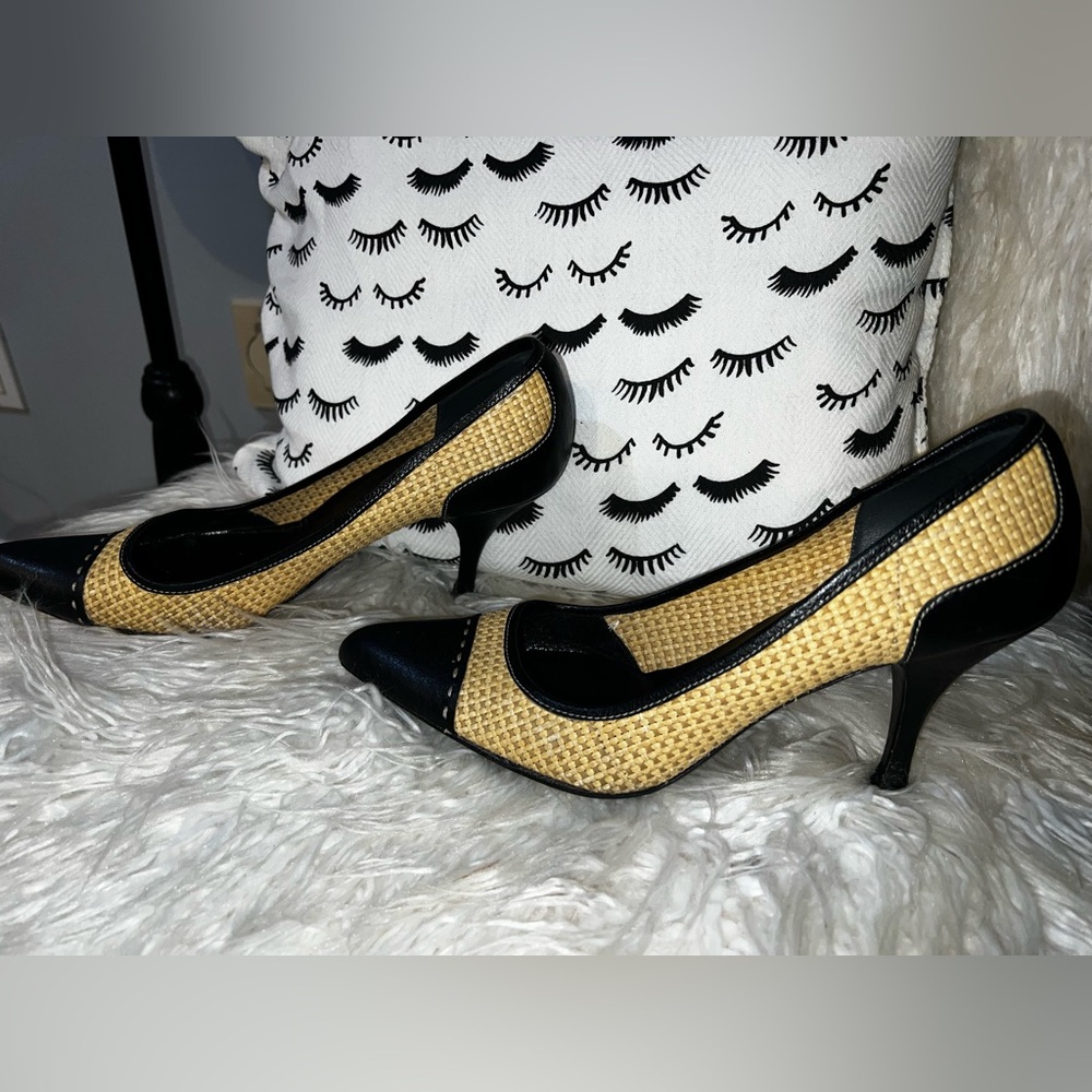 Prada Raffia Cap Toe Pumps Size